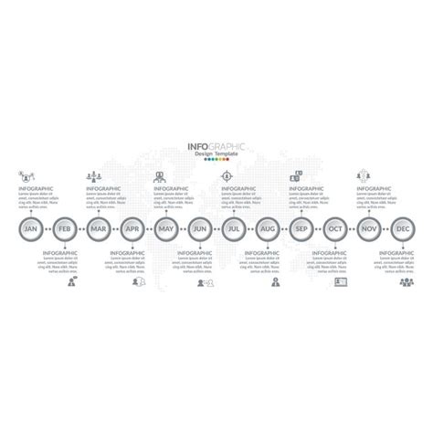 Timeline Infographics Design For 1 Year 12 Months Can Be Used Step