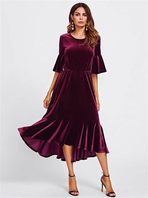 Burgundy Velvet Dress Velvet Midi Dress Burgundy Velvet Dress A