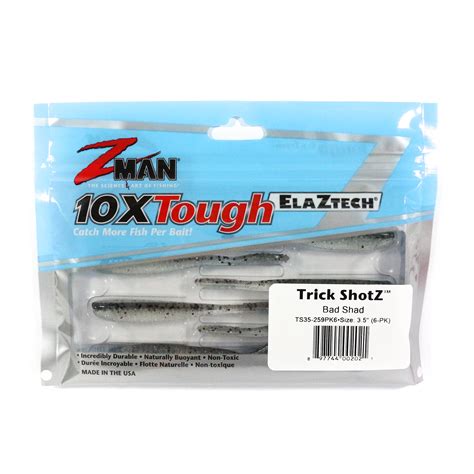 Zman Soft Lure Trick Shotz 35 Inch 6 Per Pack Bad Shad 2021 Ebay