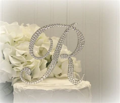 monogram wedding cake topper decorated with swarovski crystals in any letter a b c d e f g h i j