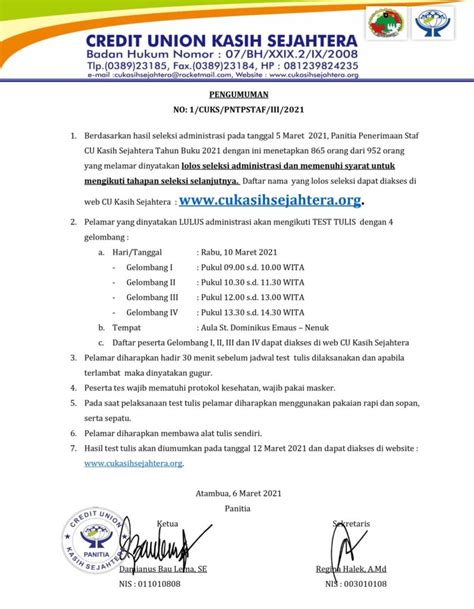 15 rumus excel untuk tes admin kantor. Tes Tulis Staff Administrasi / Peserta Lulus Test Tertulis ...