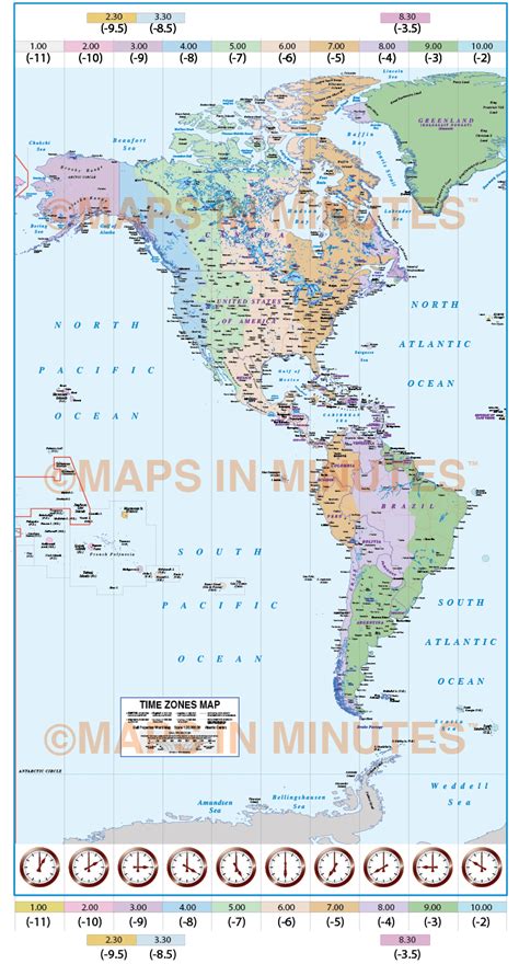 Digital Vector North And South Americas Time Zones Map 20000000
