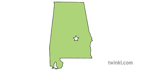 Alabama Outline Usa State Map Montgomery Capital Ks1 Illustration Twinkl