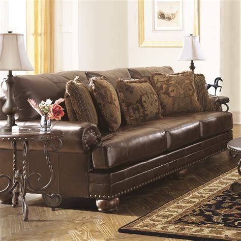 Signature Design By Ashley Leighton Leather Sofa And Reviews Wayfairca
