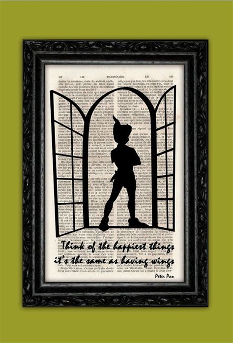 Peter Pan Silhouette Happiest Things Art Print Disney Poster Book Art