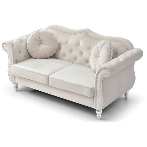 Glory Furniture Hollywood Velvet Loveseat In Ivory Cymax Business