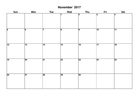 Print November 2017 Calendar Free Online