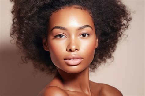 premium ai image beautiful black african american woman natural beauty skincare concept