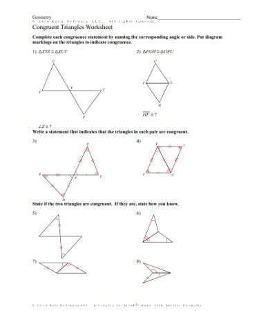 Geometry worksheet congruent triangles asa and aas answers from triangle congruence worksheet answer key , source: Triangle Congruence Worksheet PDF - Scouting Web