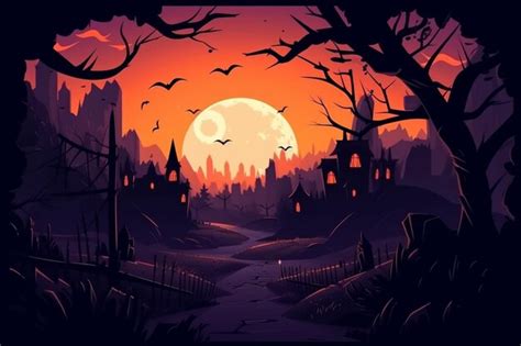 Premium Ai Image A Cartoon Illustration Of A Spooky Castle In A