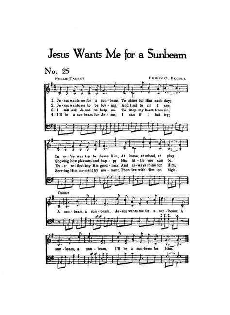 Jesus Wants Me For A Sunbeam Hymn Digital Sheet Music Diy Nursery