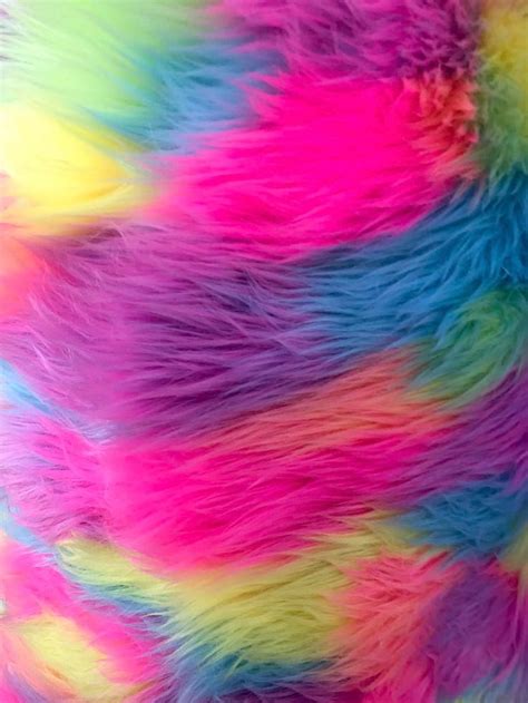 Bright Pastel Multi Color Shaggy Faux Fur Fabric By The Yard Etsy