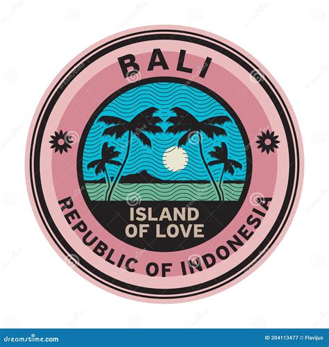 Map Of Bali Islands Indonesia With Traditional Symbols Of Architecture Culture And Nature