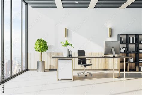 Luxury Ceo Office Interior With Computers Stock Illustration Adobe Stock