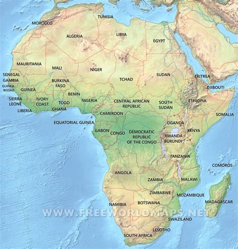 Physical Map Of Africa Labeled Map