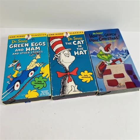 CLASSIC DR SEUSS Vhs Tapes Sing Alongs Grinch Cat In The Hat Green
