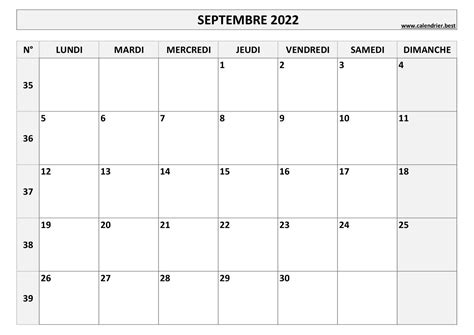 Calendrier Septembre 2022 à Consulter Ou Imprimer Calendrierbest