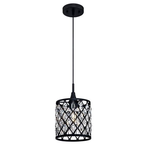 Black crystal drum pendant light. Westinghouse Waltz 1-Light Matte Black Mesh with Crystals ...