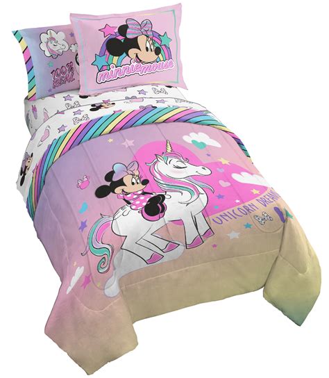 Minnie Mouse Rainbow Unicorn Dreams Kids Bedding Set W Reversible