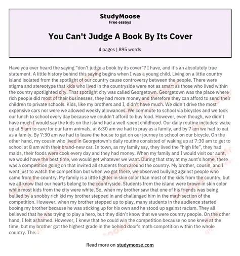 You Can T Judge A Book By Its Cover Free Essay Example