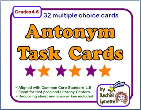 Simply Centers Free Antonym Task Cards