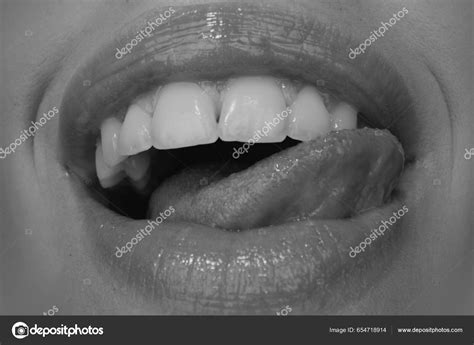 Sexy Licking Lips Open Mouth Red Female Lips Tongue Icon Stock Photo By