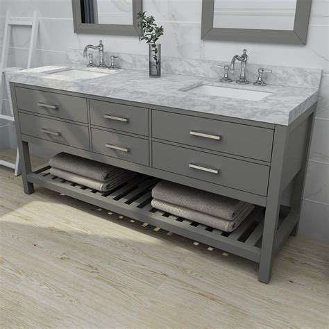 Elizabeth Sapphire Gray 72 Marble Top Double Sink Vanity 1m909