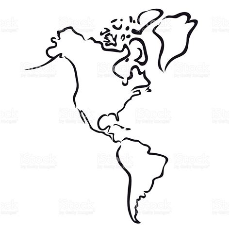Black Abstract Outline Of North And South America Map Vector