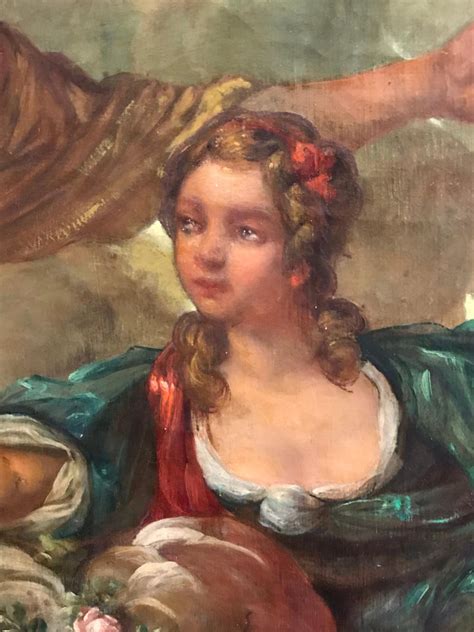 French Rococo Huge Antique French Rococo Oil Painting Mythological