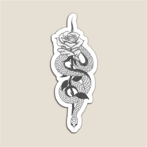 Ink Snake And Rose Magnet By Mypapercranes Snake Tattoo Design Side