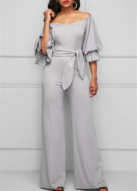 layered sleeve bardot light grey jumpsuit on sale only us 38 21 now buy cheap layered sleeve