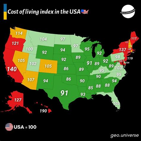 Cost Of Living Index In Each States In The Usa Maps On The Web