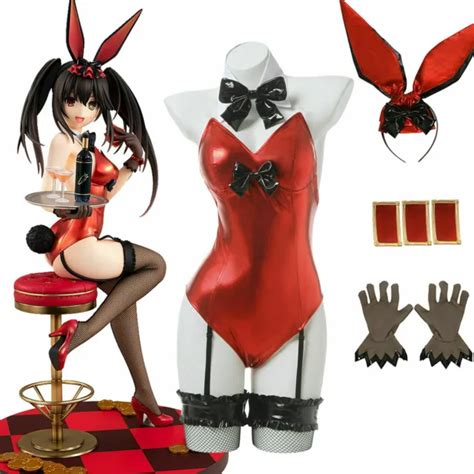 Date A Live Kurumi Tokisaki Cosplay Costume Bunny Girl Red Bodysuit Dress Suit 4000 Picclick