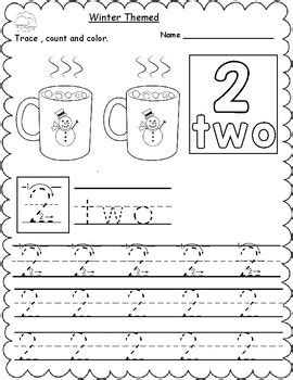 Winter Themed Count, Trace & Color Numbers 1-10 by Kids' Learning Basket