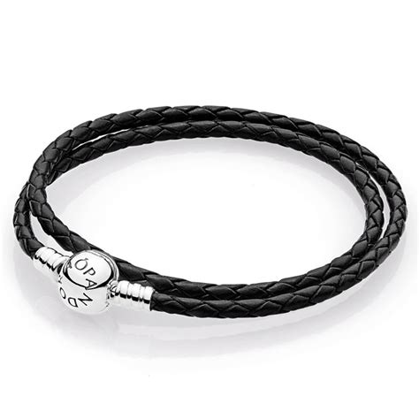 Pandora Black Braided Double Leather Bracelet Black Friday Sale，perfect