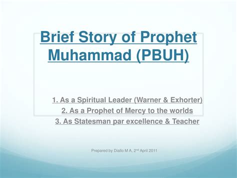PPT Brief Story Of Prophet Muhammad PBUH PowerPoint Presentation