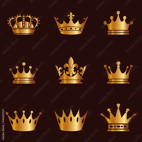 Vetor De Collection Of Crown Silhouette Monarchy Authority And Royal