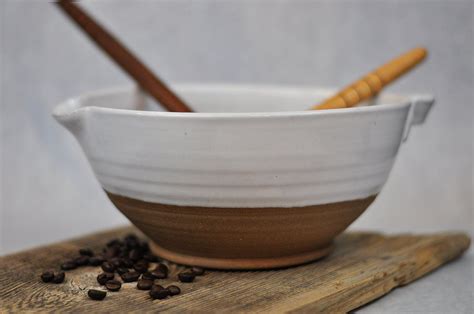 Ceramic Mixing Pouring Bowl Modern Rustic Stoneware By