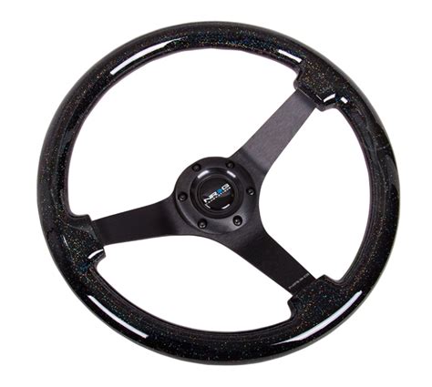 Nrg Reinforced Steering Wheel 350mm 3in Deep Classic Blk Sparkle