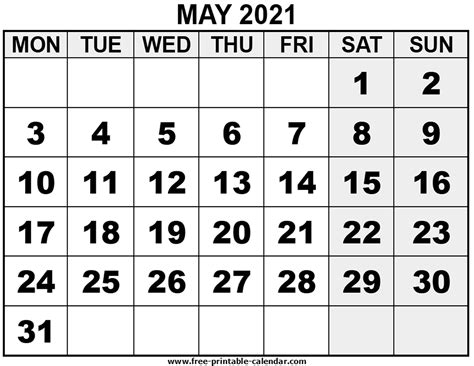 Calendar 2021 printable one page | paper trail design. 2021 May - Free-printable-calendar.com