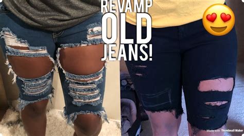 How To Turn Jeans Into Distressed Shorts Diy Revamp Old Jeans