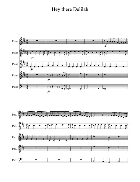 Hey There Delilah Sheet Music For Piano Download Free In Pdf Or Midi