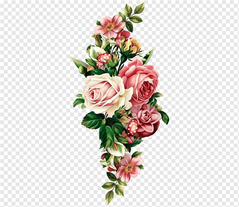 Flower Bouquet Graphy Vintage Floral Botanical Pull Free Pink Red