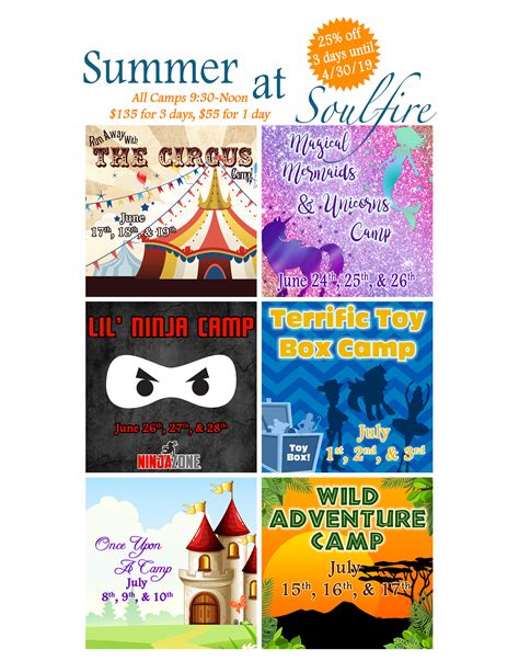 2019 Summer Camps Full Page Soulfire Studios