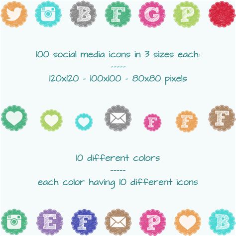 Scalloped Colorful Social Media Icons The Dutch Lady Designs