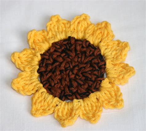 4 Crochet Sunflower coasters mini doily | Etsy