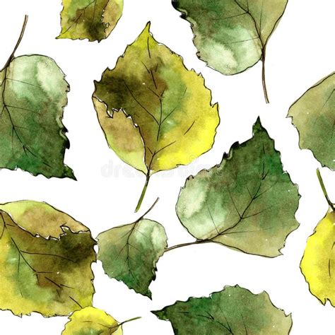 Green Birch Leaves Seamless Background Pattern Fabric Wallpaper Print