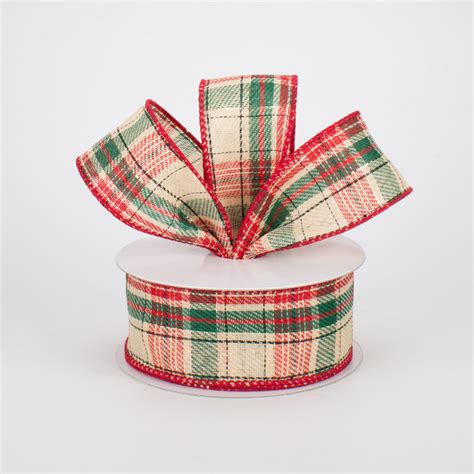 15 Natural Christmas Plaid With Foil Ribbon 10 Yards X824909 20