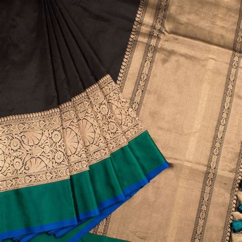 Buy Online Handwoven Banarasi Katan Silk Saree With Jangla Design