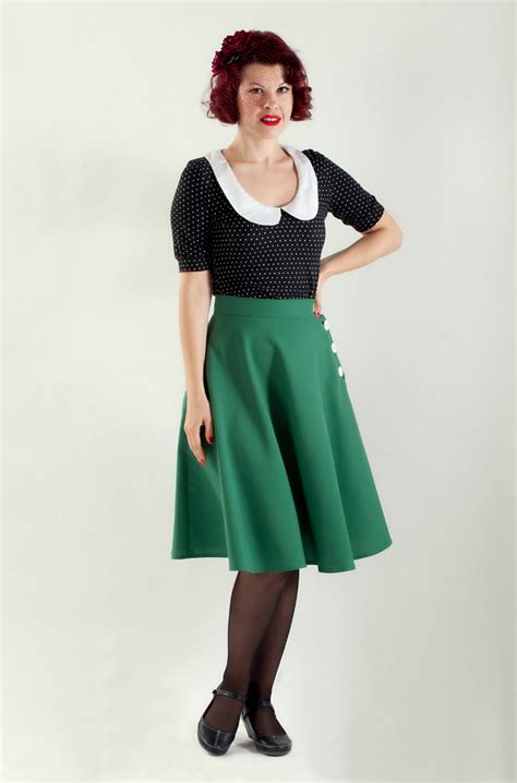 1940s Swing Pin Up Skirt Vintage Inspired Half Circle Skirt Etsy
